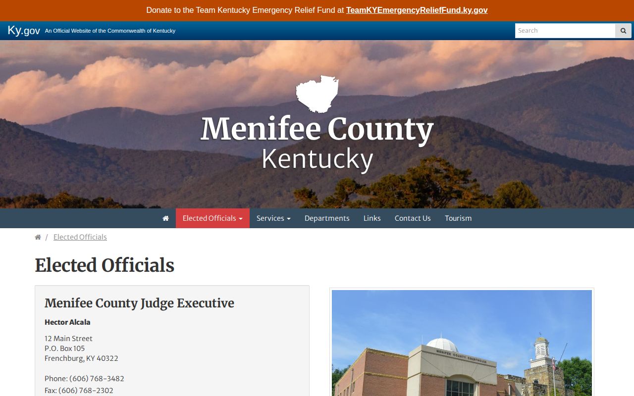 Official Menifee County elected officials contact page