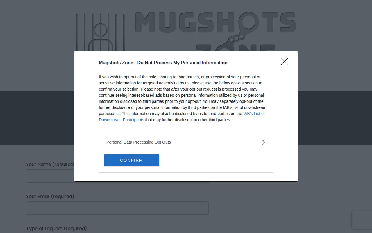 Powell Mugshots Zone contact form